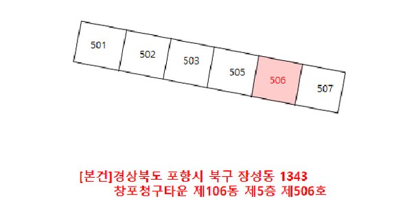 경상북도 포항시 북구 장성동 1343 창포청구타운 106동 5층 506호 미지정 경매 물건 이미지