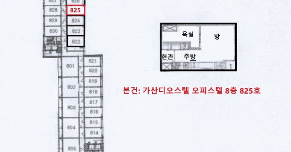 경기도 광명시 철산동 119-2 가산디오스텔 오피스텔  8층825호 미지정 경매 물건 이미지