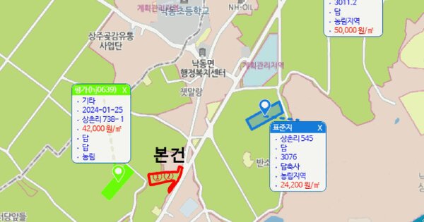경상북도 상주시 낙동면 상촌리 749  미지정 경매 물건 이미지