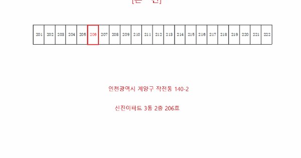 인천광역시 계양구 작전동 140-2 신진아파트 3동 2층206호 미지정 경매 물건 이미지