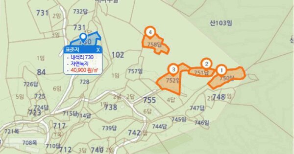 경상남도 양산시 상북면 내석리 750  미지정 경매 물건 이미지