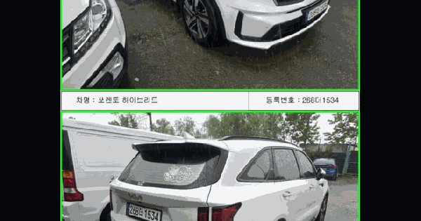 쏘렌토 하이브리드 등록번호 : 268더1534 미지정 경매 물건 이미지