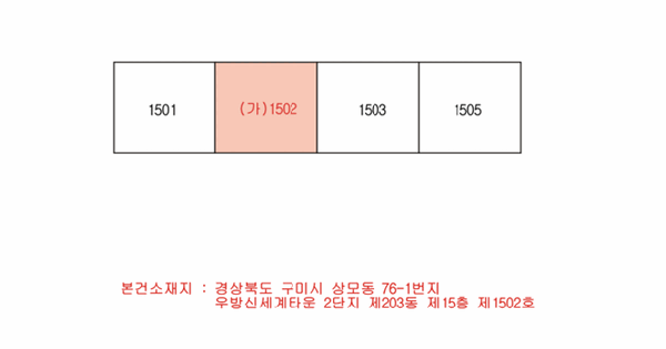 경상북도 구미시 상모동 76-1 신세계타운2단지 203동 15층 1502호 미지정 경매 물건 이미지