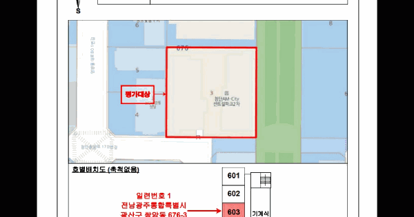 전남광주통합특별시 광산구 쌍암동 676-3 첨단센트럴파크2차 201동 6층603호 미지정 경매 물건 이미지