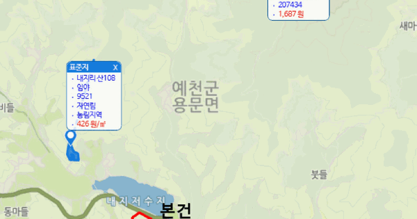 경상북도 예천군 용문면 내지리 산3-2  미지정 경매 물건 이미지