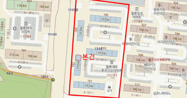 충청남도 천안시 서북구 쌍용동 1548 월봉대우아파트 102동 4층404호 미지정 경매 물건 이미지
