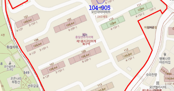 경기도 오산시 청호동 321 오산자이 104동 9층905호 미지정 경매 물건 이미지