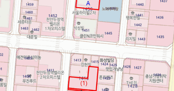 충청남도 천안시 서북구 두정동 1416  대지 경매 물건 이미지