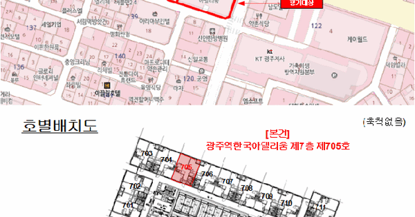 전남광주통합특별시 북구 신안동 121-2 광주역한국아델리움  7층705호 오피스텔 경매 물건 이미지