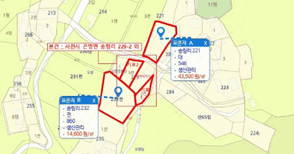 경상남도 사천시 곤명면 송림리 229-2  전 경매 물건 이미지