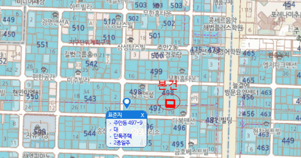 인천광역시 미추홀구 주안동 497-2  대지 경매 물건 이미지
